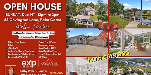OPEN HOUSE - Palm Harbor Saltwater Canal with DOCK\/LIFT