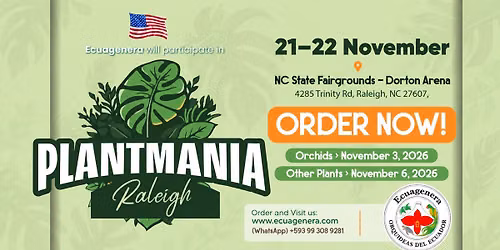 Ecuagenera will participate in Plantmania - Raleigh, NC