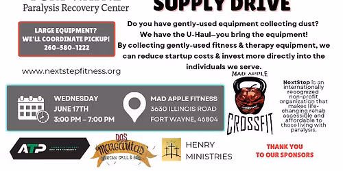 Nextstep Paralysis Recovery Center "Gym & PT Equipment Supply Drive"