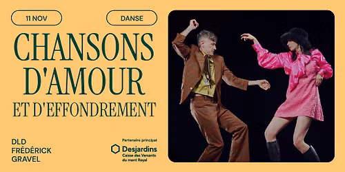 Chansons d\u2019amour et d\u2019effondrement - Fr\u00e9d\u00e9rik Gravel | Montr\u00e9al, Th\u00e9\u00e2tre Outremont
