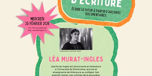 Atelier d\u2019\u00e9criture avec L\u00e9a Murat-Ingles