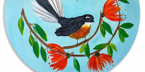 Paint and Wine Night in Dunedin - Fantail Wreath (round canvas)