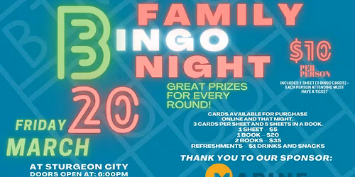Spring 2026 Family Bingo Night at Sturgeon City