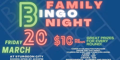 Spring 2026 Family Bingo Night at Sturgeon City