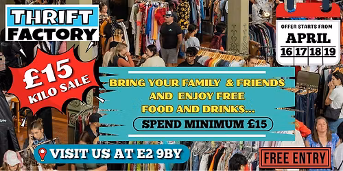 Vintage Kilo Sale London (E2 9BY) | \u00a315\/KG | Free Food & Drinks
