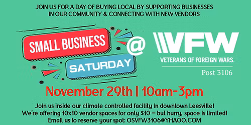 Small Business Saturday @ VFW Post 3106!