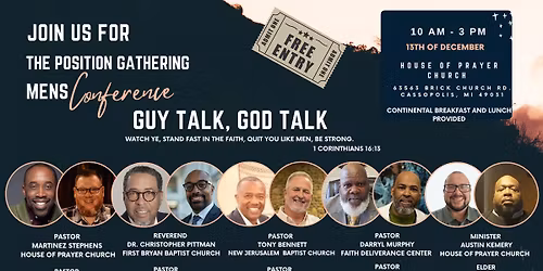 The Position Gathering Men’s Conference: “Guy Talk, God Talk”