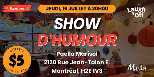 JEUDI Open mic show d'humour \u00e0 Montr\u00e9al (En Fran\u00e7ais) \u2013 16 Juillet, 2026