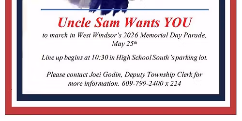 WEST WINDSOR TOWNSHIP\u2019S MEMORIAL DAY CEREMONY MAY 25, 2026