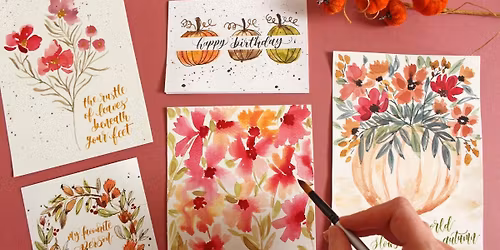 Autumnal Watercolour and Brush Calligraphy Greeting Card Workshop
