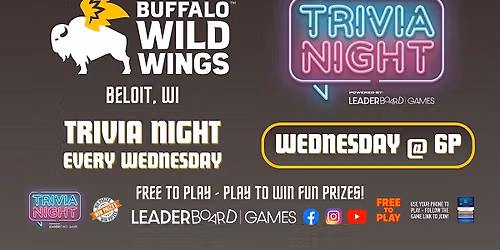 Trivia Night WEDNESDAY 6p | Buffalo Wild Wings - Beloit, WI
