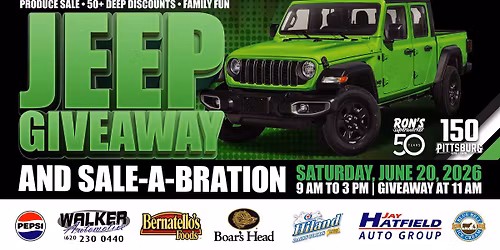 Jeep Giveaway and Parking Lot SALE-a-bration