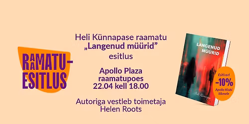 Heli K\u00fcnnapas esitleb raamatut "Langenud m\u00fc\u00fcrid" Apollo Plaza raamatupoes