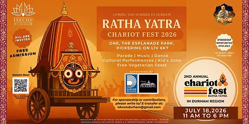 Chariot Fest \u2013 Durham Region\u2019s 2nd Annual Ratha Yatra 2026