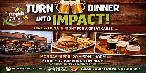 \ud83c\udf7b DINE & DONATE AT STABLE 12 \ud83c\udf7b