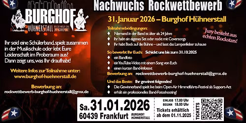 NACHWUCHS-ROCKWETTBEWERB | BURGHOF H\u00dcHNERSTALL