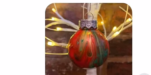Create 4 paint pour baubles 
