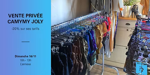 16\/11 : VENTE PRIV\u00c9E CAMYMY JOLY AU STUDIO !