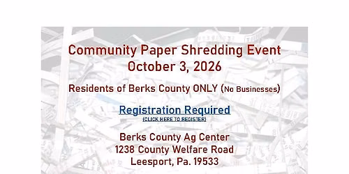BERKS COUNTY - PAPER SHREDDING EVENT - October 3, 2026