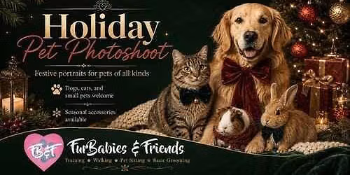Holiday & Christmas Pet Photoshoot - 12\/6\/26 - 3-6pm - 20 Minute Session - $30