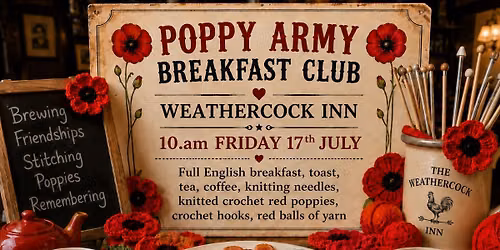 Poppy Army Breakfast Club. Bring Your Needles and Crochet Hooks 