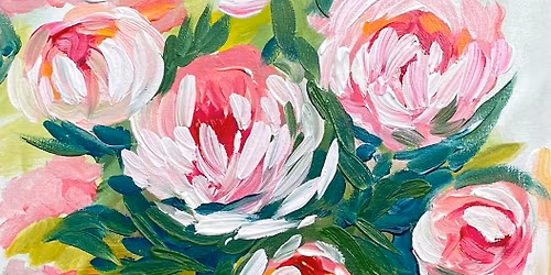 Paint and Wine Night in Titirangi, Auckland - Peony Bouquet