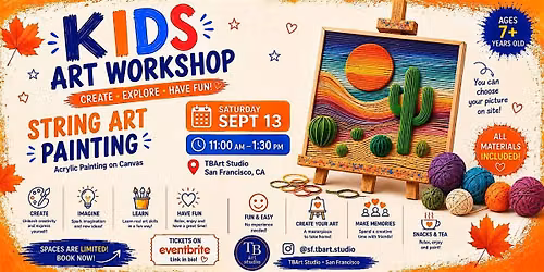 Kids Art Workshop at TBArt Studio - STRING ART PAINTING