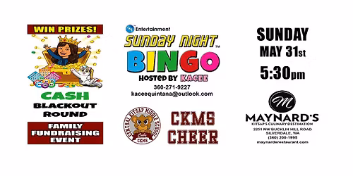 SUNDAY NIGHT BINGO at Maynard's Restaurant