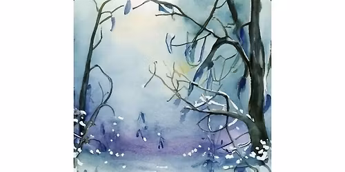 Watercolor and Acrylic Forest in the Winter Painting Class