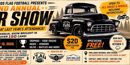 2nd Annual Pinelands Flag Football Touchdown & Tailpipes Car Show 