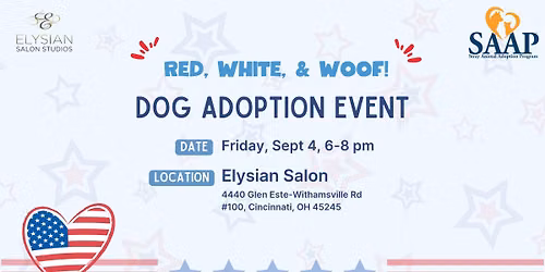 Red, White & Woof - Dog Adoption Event Elysian Salon Studios
