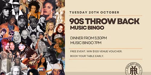 90s Throw Back Music Bingo | Pakenham