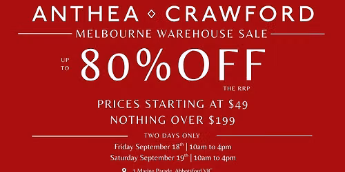 Anthea Crawford Melbourne Warehouse Sale | Up to 80% Off