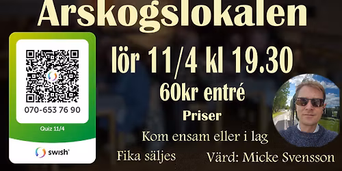 QUIZ 11\/4 \u00c5rskogslokalen 