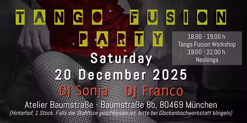20.12 TangoFusion Party & Workshop DJ Sonja + DJ Franco