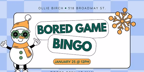 Winter Boredom Board Game Family Friendly Bingo