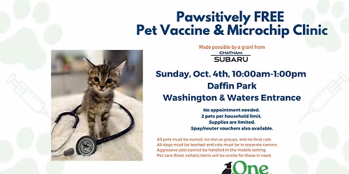 Pawsitively FREE Pet Vaccine & Microchip Clinic
