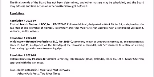 Planning Board Special Meeting for Vonage 