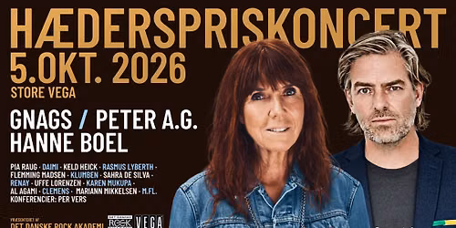 H\u00e6derspriskoncert - 5. okt. 2026: GNAGS & Hanne Boel