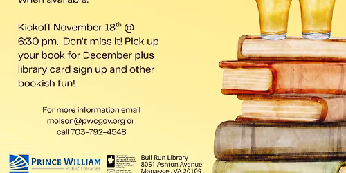 Books on Tap!  3rd Tuesday each month!!! Kick off party! 