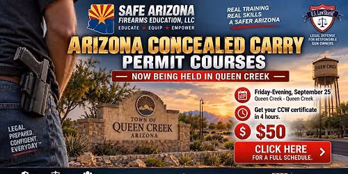 Multi-state recognized Concealed Carry Permit Coming to queen creek!