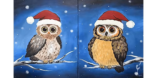 Cute Owls Spreading Christmas Joy - Paint and Sip in Houston | Classpop!\u2122