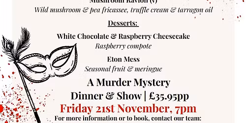 Murder at The Masked Ball - Murder Mystery evening