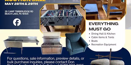 Camp Timberledge Liquidation \/ Auction Sale (Cash & Carry & Auction))