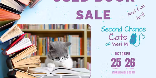Used Book Sale with Cat Art!