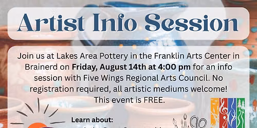 Artist Info Session - Lakes Area Pottery