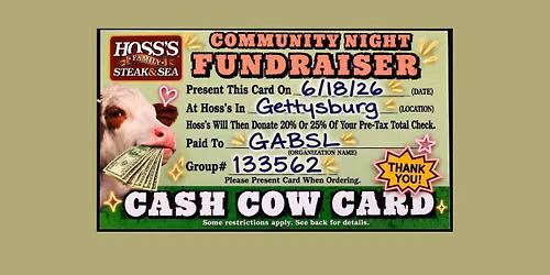 Dine to Donate - Eat at Hoss\u2019s in Gettysburg, support GABSL