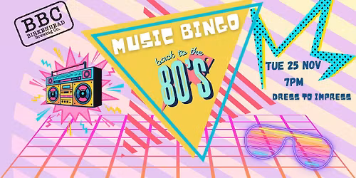 \ud83c\udfb6 Music Bingo! 80's night! \ud83d\udd7a\ud83c\udffb
