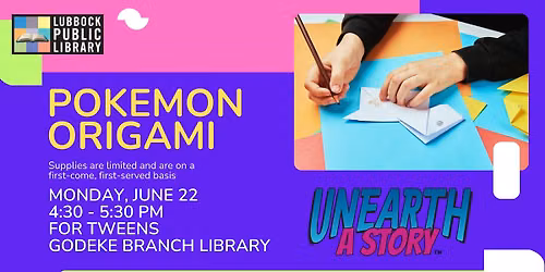 Pokemon Origami at Godeke Branch Library
