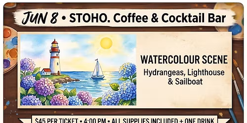 StoHo. Summer Art Series- Watercolour Hydrangea Scene